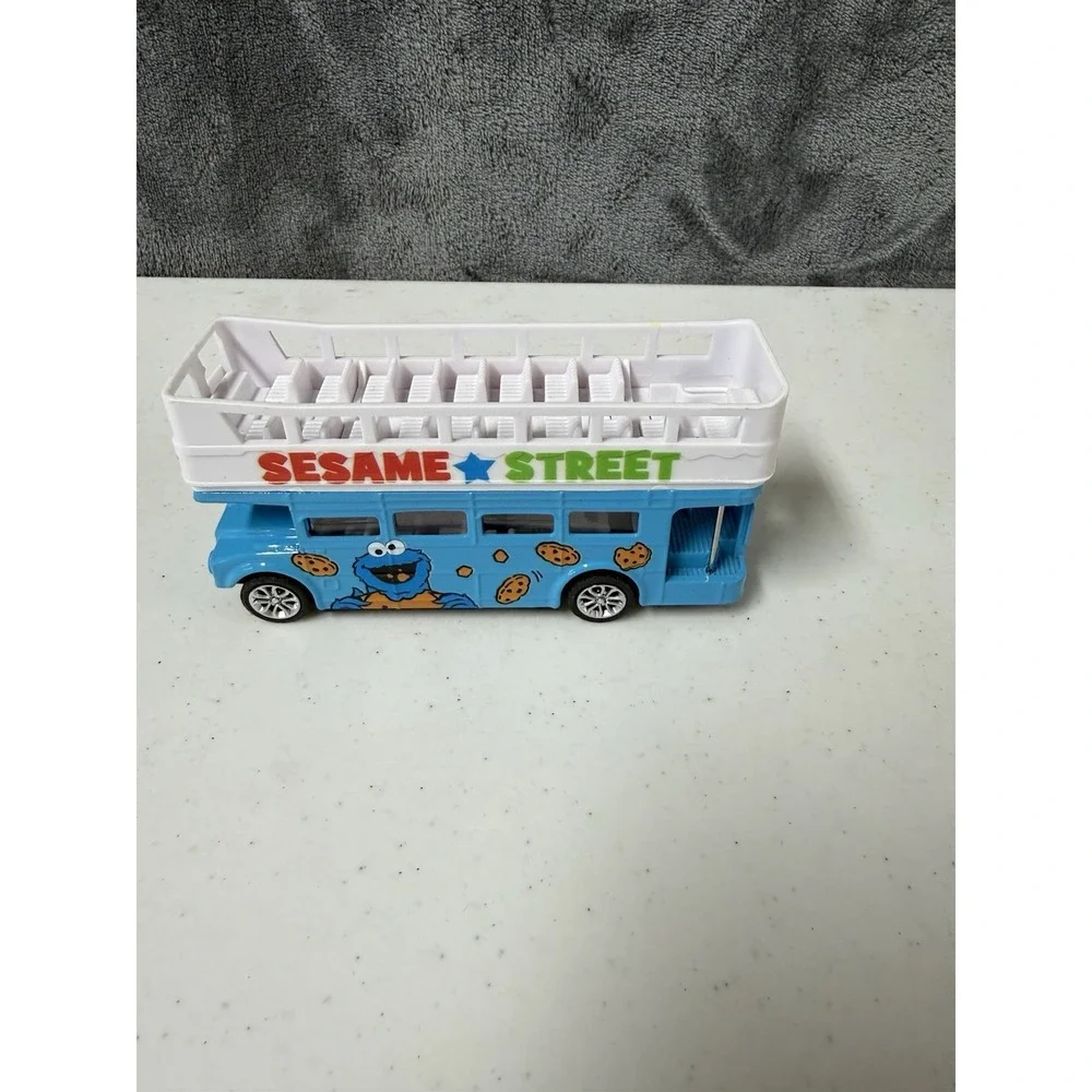 SESAME STREET BLUE DIECAST DOUBLE DECKER TOUR BUS 5